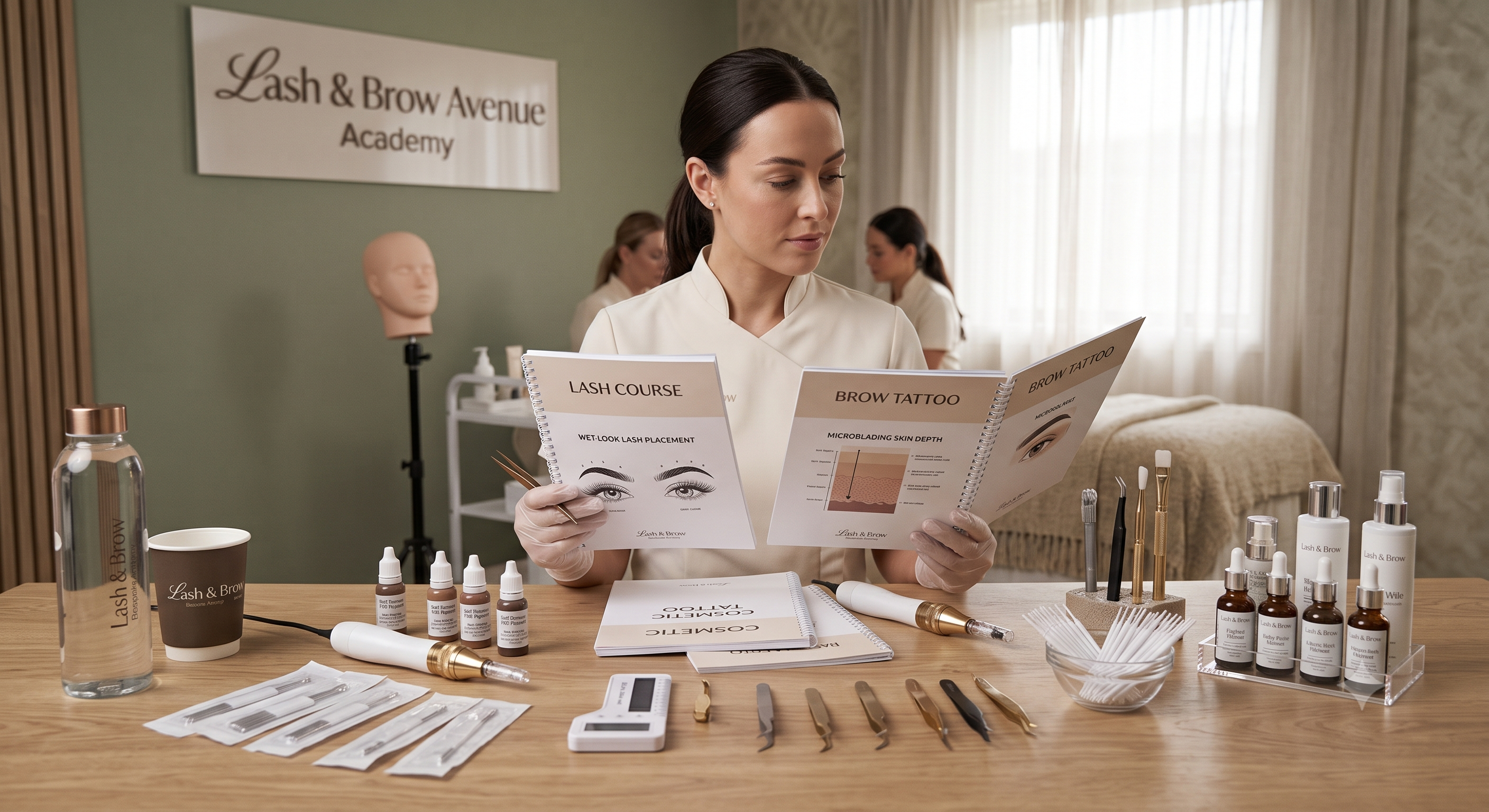 Student comparing a lash brow or cosmetic tattoo course at a beauty academy in Sydney.